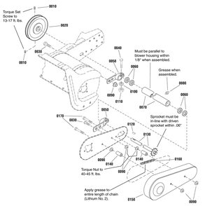 Drive Group Diagram and Parts List for 1695969  Briggs and Stratton Snow Blower